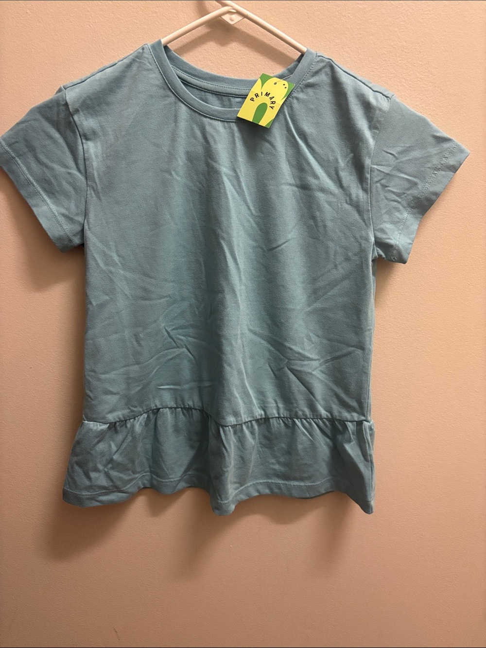 Primary Girls' Light Teal Ruffle-Hem Tee